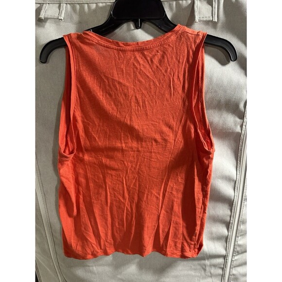 Madewell Top Womens M Orange V-Neck Tank Sleeveless Cotton Solid Knit Pullover - Picture 5 of 5